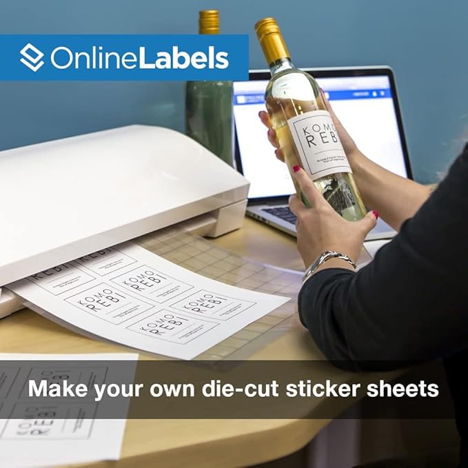 Sticker Paper, 5,000 Sheets, White Matte, 8.5" x 11" Full Sheet Label, Works with Inkjet and Laser Printer, Compatible with Electronic Cutting Machines, OL177WX, OnlineLabels
