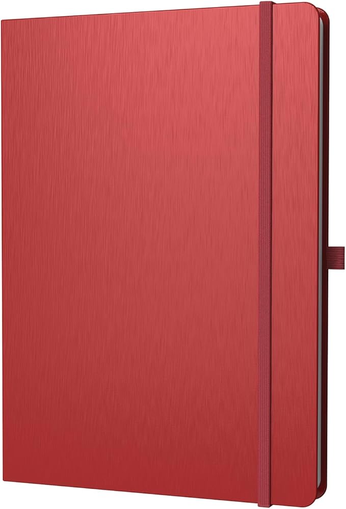 ONAVIA A4 Lined Journal Notebook, 8mm Ruled Notepad, Journaling for Writing, Work, School, Travel and Note Taking, Hardcover 160 Pages (80 Sheets) 8.27 x 11.6 inches (Red)