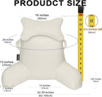 SLIGUY Reading Pillow for Sitting in Bed Couch Adult, Back Pillow with arm Support and Pockets, Adult Back Pillow Bed Chair for Bed Rest, Reading, Watching TV, Gaming for Boys and Girls Beige