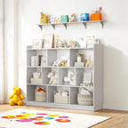 DIYART White Bookshelf, Wood Bookcase with 3 Tier Open Shelves, 10-Cube Minimalist Storage Shelf for Living Room, Bedroom, 43.3" W x 35.4" H