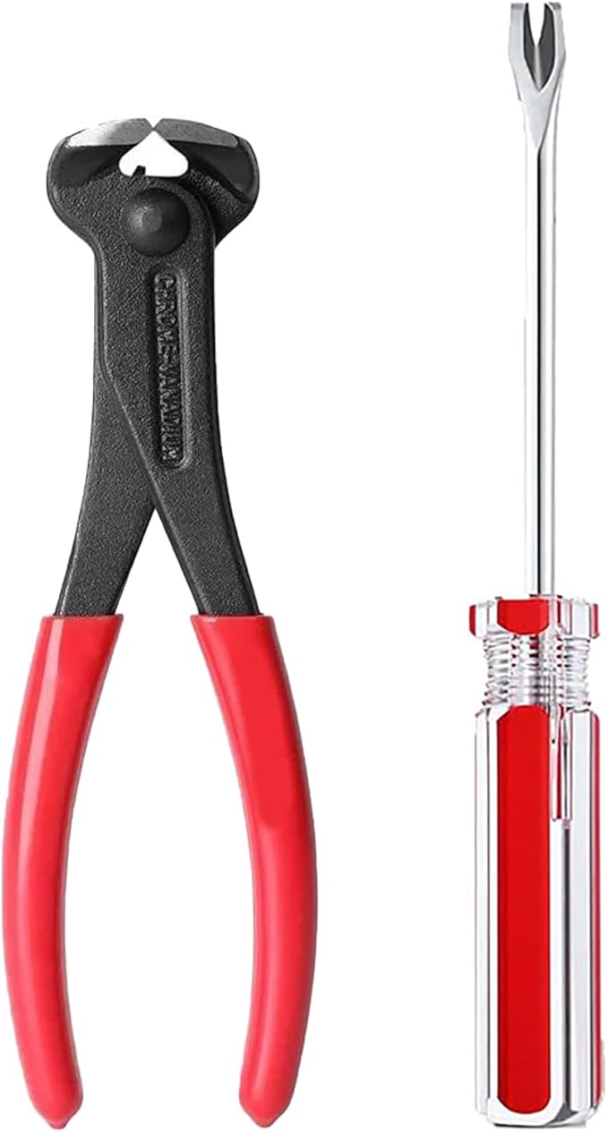 Upholstery Staple Remover Tack Puller Nail Remover Tool Set Nail Puller Plier, Staple Puller, Tack Lifter, Fastener Remover, for Furniture Floor Wall Wooden Case Car Photo Frame (2 pcs)