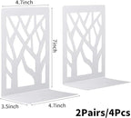 MSDADA Book Ends, Bookends, Book Ends for Shelves, Bookends for Shelves, Book Ends for Heavy Books, Book Shelf Holder Stand for Home Decorative，Metal Bookends Stoppers, White(2 Pairs)