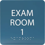 ADA CENTRAL SIGNS - 6" X6" Exam Room 1 Sign - ADA Compliant Tactile Graphics Grade 2 Braille Text Acrylic Wall Signs - Educational Institution Directional Assistance Test Center Door Sign for Schools