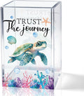 QYUVK Trust The Journey Acrylic Pencil Holder Cup, Inspirational Gifts for Friends Coworker, Funny Sea Turtle Pen Holder for Women Girls Turtle Lover, Pencil Cup for Desk, Marker Makeup Organizer
