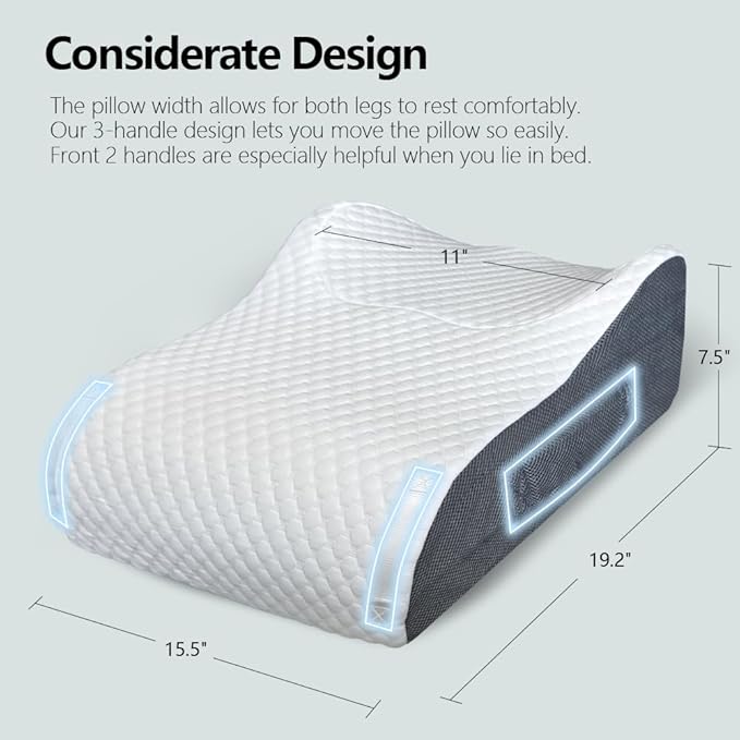 BlissfulNest Leg Elevating Pillow Leg Elevation Pillow for Legs/Knee/Ankle Post Surgery Memory Foam Cooling Fabric Eases Legs/Feet/Calves Pressure Speeds Post Surgery Recovery