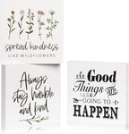 3 PCS Inspirational Wooden Box Signs for Home, Office, Desk Decor, Motivational Affirmations with Rustic Design for Living Room, Bedroom, Kitchen