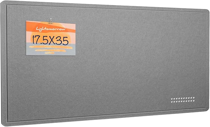 Lightomorrow Bulletin Board, 35 x 17 1/2 inches Felt Board - Decorative Pin Board, Cork Board Alternative for Wall, Foldable Self-Adhesive Vision Board Prayer Board with 20 Pushpins - Gray