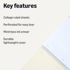 Amazon Basics College Ruled Spiral Notebook, 70 Sheets, 7-1/2" x 10-1/2", 3 pack, Assorted Pastel Solid Colors