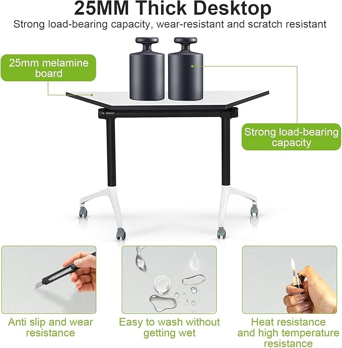 Foldable Conference Room Tables,Flip Top Mobile Training Table,Modern Meeting Table with Silent Wheels,Mobile Conference Tables,47.2 "x23.6 x 29.5 Meeting Room Tables for Office Training (8pack)