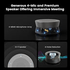 NEARITY Conference Room Camera System, 10X Hybrid Zoom Camera, Noise Reduction, All-in-One for Video and Audio Conferencing, 2K PTZ Webcam | USB Conference Speakerphone Microphone for up to 323ft²