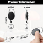 50 Pcs Badge Reels Retractable Heavy Duty Id Badge Holders Retractable Clip Keychain Bulk with Carabiner Lanyard Key Ring for Office Work Employee Nurse ID Card and Keychain