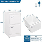PEUKC 2-Drawer File Cabinet, 16.3" Deep Vertical Filing Cabinet with Lock, Metal File Cabinet for Home Office, Anti-Tip 2 Storage Drawers for Letter/Legal/A4/F4 Size (Assemble Required, White)