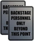Portrait Round Backstage Personnel Only Beyond This Point Door or Wall Sign Easy Installation | Music | Concert | Festivals Sign (Brushed Silver) - Medium (2 Pack)