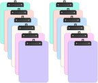 Zoenley A4 Plastic Clipboard Set of 12, Light Colorful 12.5 x 9 Letter Size for Classroom, Students, Teacher, Nurse, 8.5 x 11 Clip Board with Low Profile Black Clip, Office & School Supplies