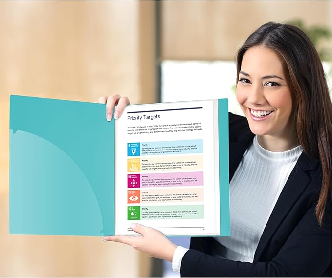 Dunwell Presentation Binder 12-Pocket, Displays 24 Pages, 8.5x11 Portfolio Binder with Plastic Sleeves, Storage and Organizer for Documents, Certificates, Projects, Photos (6 Pack, Aqua)