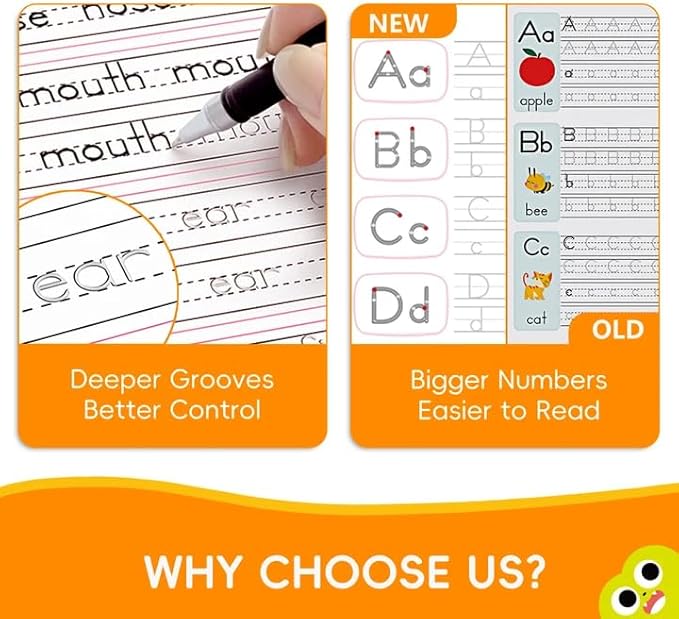 Timetome Large Magic Grooved Writing Practice for Kids 3-5, Grooved Writing Books Ages 6-8, Magic Book Handwriting Practice for Kids 5-7, Preschool Workbook Tracing Books for Boys & Girls
