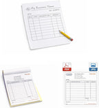 Custom Carbonless Invoice Book with Logo, Personalized Cover & Inner Pages, 2 Part NCR Receipt & Work Order Forms, Easy Tear, Writing Shield for Small Business (Upload Your Design, 7.48 x 5.12INCH)