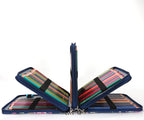 Vomgomfom Colored Pencil Case - 200 Slot Pencil Holder with Zipper Closure, Twill Fabric Large Capacity Pencil Case for Watercolor Pens or Markers, Artist Organizer (Blue Rose)