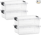 Superio Storage Bins with Lids- 4 Pack, 7.4 Qt Clear Boxes for Organizing, Stackable Plastic Containers- BPA Free, Non-Toxic, Odor Free, Organizer for Home, Office, Dorm