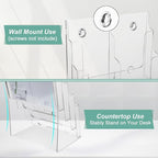 Argvey Acrylic Brochure Holder 8.5 x 11 inches, 4 Tier Clear Brochure Display Stand with Removable Divider for Trifold 4 Inches Wide Pamphlet, Plastic Flyer Holder for Magazine, Literature, Booklet