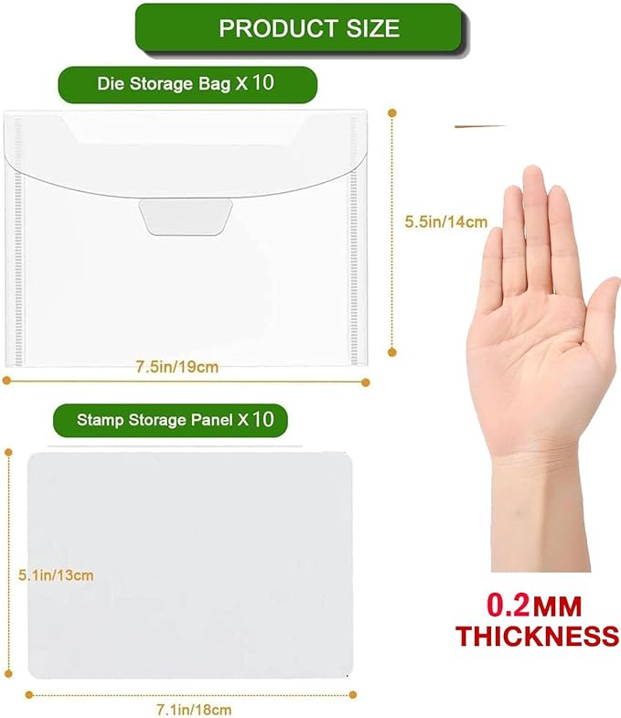 20 PCS Clear Stamps Storage Panels,Resealable Die Cut Storage Bag, White Plastic Stamps Organizer Panels, Clear Stamp Organizer Set for Die Cutting and Decorative