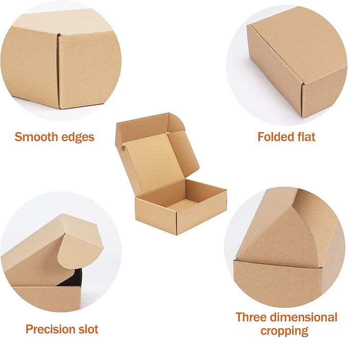 PHAREGE 10x7x3 inch Shipping Boxes Bulk 25 Pack Brown, Tab Lock Tuck Top Mailer Boxes for Packaging Small Business, Medium Cardboard Gift Boxes for Wrapping Mailing Present