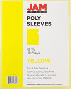 JAM PAPER Plastic Sleeves - Letter Size - 9 x 11 1/2 - Yellow Project Pockets - 12 Page Protectors/Pack
