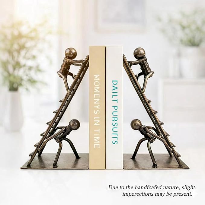 Black Decorative Bookends, Cast Iron Book Stand to Hold Books Heavy Duty, Book Stoppers for Home Decor, Office Desk, Living Room Decor