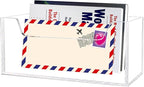 Mail Holder for Table, Acrylic Letter Holder Box for Desk or Wall Mount, Mail Organizer Countertop, Clear