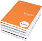 Mintra Office Steno Book - (BRIGHTS - Purp/Wht/Teal/Orange) - Poly Cover, 6" x 9", 100 sheets, Narrow Ruled for Writing Notes for school, office, work, 6x9 steno notepad, top bound spiral (8 PACK)
