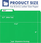 File Folder, PANDRI 120 Pack File Folder, 1/3 Cut Tab, Letter Size, Filing Folder for Office School Business, Green