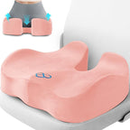 CushyOasis Seat Cushion, Chair Cushions, Office Chair Cushions, Anti-Slip Bottom & Removable Cover Tailbone Pain Relief Cushion, Memory Foam Seat Cushion for Office, Wheelchair, Car (Pink)
