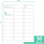 L LIKED Printable Address Labels, 1" x 2-5/8", 1,500 Labels, 30 per Sheet, Mailing Labels for Envelopes (50 Sheets)