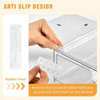 3 Pack Stackable Makeup Organizer, 12.1''L Acrylic Bathroom Organizer and Storage Undersink Drawer, Cosmetics and Beauty Supplies,Clear Plastic Storage Bins for Vanity,Pantry,Desk,Cabinet,Kitchen