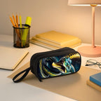 HiMagics Children's Pencil Case, Large Zipper Pencil Pouch for Boys with Two Compartments Boys Pen Pouch for School Snake Pattern Pencil Bag, Black