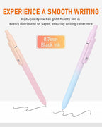 FIOVER Gel Pens, 5pcs Black Ink Medium Point 0.7mm Smooth Writing Pens with Comfort Grip, Aesthetic Ballpoint for Journaling School Office Supplies, Gifts for Women Men(5PCS Gradient Black Ink)