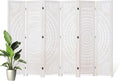 66.9Inch Folding Room Divider, 6 Panels Wood Carved Privacy Screens, Free Assembled Freestanding Partition for Home Office Restaurant Bedroom (White-Washed)