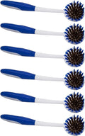 LOLA Pro Pot N' Pan Brush, 6 Pack, Abrasive Cleaning, Poly & Brass Wire Bristles, Comfort Rubber Grip, Use for Caked-On & Baked-On Messes