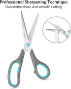 Asdirne Scissors Set of 4, Premium Stainless Steel Razor Blades, Ergonomic Semi-Soft Rubber Grip, Suitable for School, Office and Family Daily Use, 9.6''/8.5''/6.4"/5.4", Blue&Gray