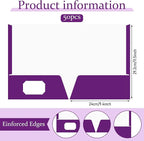 Jutom 50 Pcs 2 Pocket Glossy Paper Folders Glossy Paper Laminated Portfolios, Letter Size, Presentation Folders with Pockets for Office Teacher Worker Supplies(Purple Color)