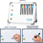 Small Dry Erase White Board - TSJ OFFICE 12" x 16" Mini Easel Desktop Double Sided Whiteboard, Portable Magnetic Board on Table Top with Holder for Drawing, Teacher Instruction, Memo Board