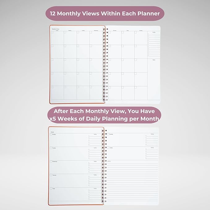 Merely Home | Ultimate Yearly, Daily, Weekly, Monthly Planner | 8.25" x 11.75" | To Do List Notebook for Work | Simple Design | Multiple Layouts | Academic Planner and Organizer Notebook (Black, Yearly Planner - Portrait)