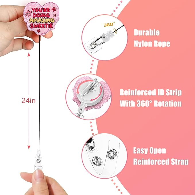 Aoryalps Retractable Badge Reel Holder Retractable with ID Clip for Nurse Nursing Name Tag Card Nursing Student Teacher Doctor Medical Assistant Work Office Clip-Gifts for Nurse