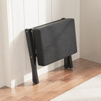 BAMBOOHOMIE Foldable Foot Stool Ottoman, Modern Foot Rest with Bamboo X Legs & Thick Foam Cushion, Folding Foot Stools Small Padded for Bedroom Living Room, Footstool for Chair Couch (Black - Black)