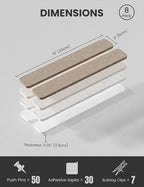Cork Board Alternative Felt Strip Board 8-Pack 13"x2", Office Pin Board with 50 Push Pins, Adhesive Install for Bedroom Door & Home Office(Stone Beige)