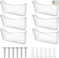 Colarr 6 Pack Expandable Pocket Wall File Holder Plastic Hanging Wall Organizer Space Saving Wallmount File Holder for Office Mail Letter Magazine(Clear)