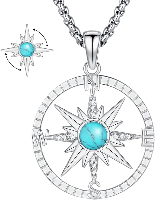 Compass Necklace for Women Men 925 Sterling Silver Pendant Urn Necklaces for Ashes Picture Locket Necklace Anchor Necklace Viking Necklace Crystals CZ Moonstone Abalone Shell Turquoise Compass Jewelry