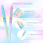 Easter Basket Essentials, Easter Basket Stuffers, 5PCS 0.7mm Gel Pens Black Ink Fine Point Pens With Smooth Writing, Gradient Color Cute Pens for Journaling Note Taking, Easter Gifts for Men Women