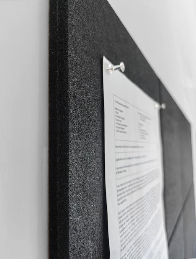 DECORITA Black Cork Board Alternative 47"x35" | Felt Wall Tiles (12-Pack) | Aesthetic Felt Bulletin Board for Office, Home & Classroom | Large Cork Boards for Walls Pinboard Dartboard Wall Protector