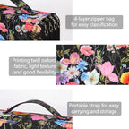 Vomgomfom Colored Pencil Case - 200 Slots Pencil Holder with Zipper Closure Twill Fabric Large Capacity Pencil Case for Watercolor Pens or Markers, Pencil Case Organizer for Artist (Black Flower)
